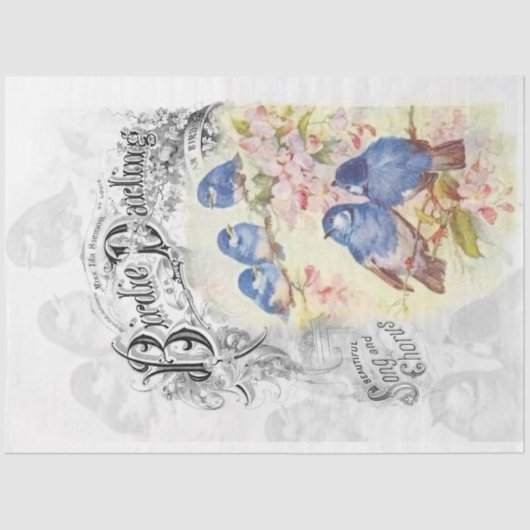 バーディダーリングブルーバードさくらんぼブロッサムデカップージ 薄葉紙 (正面)