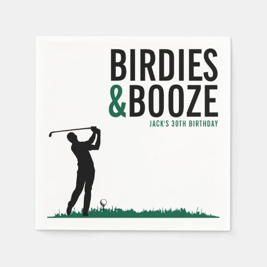 バーディーズ&ブーズ 大人ゴルフ 誕生日パーティー スタンダードカクテルナプキン (正面)
