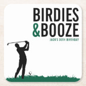 バーディーズ＆ブーズ 大人ゴルフ誕生日パーティー スクエアペーパーコースター (正面)