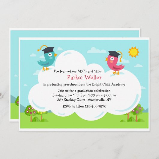 バーディ卒業招待状 招待状 (正面/裏面)