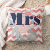 バーデミセス・リップネイビーコーラルグレージグザグザグジグザグフローラ クッション (ブランケット)