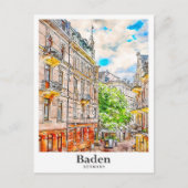 バーデンドイツ旅行水の色の手描き ポストカード (正面)