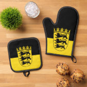 バーデンヴュルテンベルグトートバッグ国旗 鍋つかみ&鍋敷きセット (トップダウン)