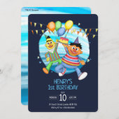 バートとアーニーの誕生日風船 招待状 (正面/裏面)