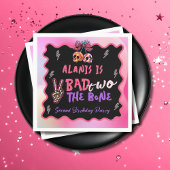 バートツーボーンピンクパープル2番目の誕生日パーティー スタンダードカクテルナプキン