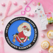 バートドッグがブラックサンタを噛むお尻 ペーパープレート (パーティー)