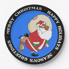 バートドッグがブラックサンタを噛むお尻 ペーパープレート