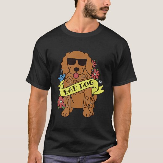 バートドッグタトゥーアスパニエル犬ドッグ Tシャツ (正面)