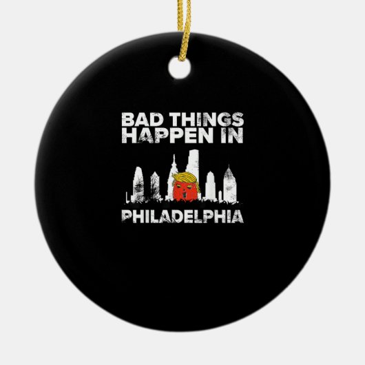 バートハンドフィラデルフィア不気味ハロウィーントランプキン セラミックオーナメント (正面)