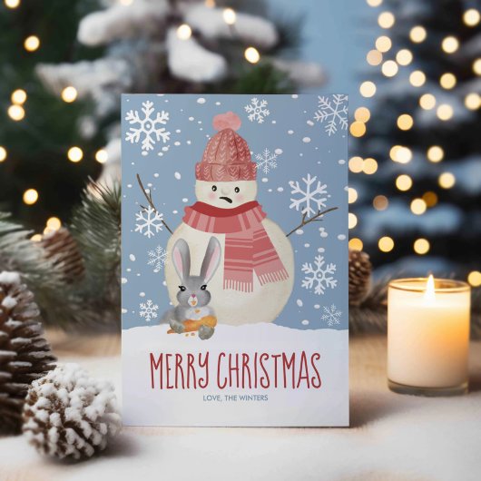 バートバニーラビット&雪だるまおもしろいクリスマス シーズンカード