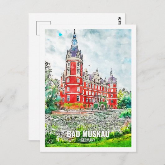 バートムスカウGermany旅行プレイスウォーターカラー ポストカード (正面/裏面)
