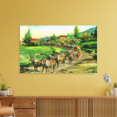 バートレット水を運搬する貨物チームのビュー キャンバスプリント (インサイチュ (リビング))