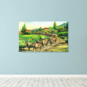 バートレット水を運搬する貨物チームのビュー キャンバスプリント (インサイチュ (ウッドフロア))