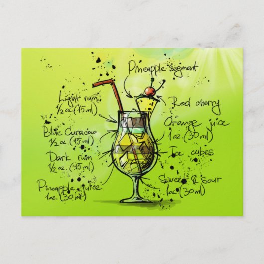 バートロピカルカクテルレシピ ポストカード (正面)