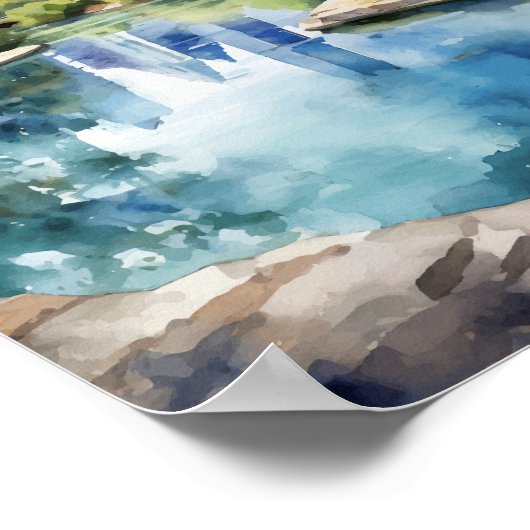 バートン春オースティンテキサス州ウォーターカラー ポスター (角)