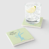 バートン湖、アウトライン、ジョージア、大理石コースター ストーンコースター (横)