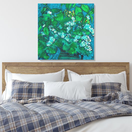 バードさくらんぼフラワーズブロッサムフローラパステル絵画ズ キャンバスプリント (インサイチュ (寝室))