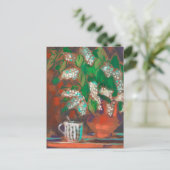 バードさくらんぼフラワーズブロッサムフローラパステル絵画ズ ポストカード (スタンド正面)