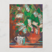 バードさくらんぼフラワーズブロッサムフローラパステル絵画ズ ポストカード (正面)