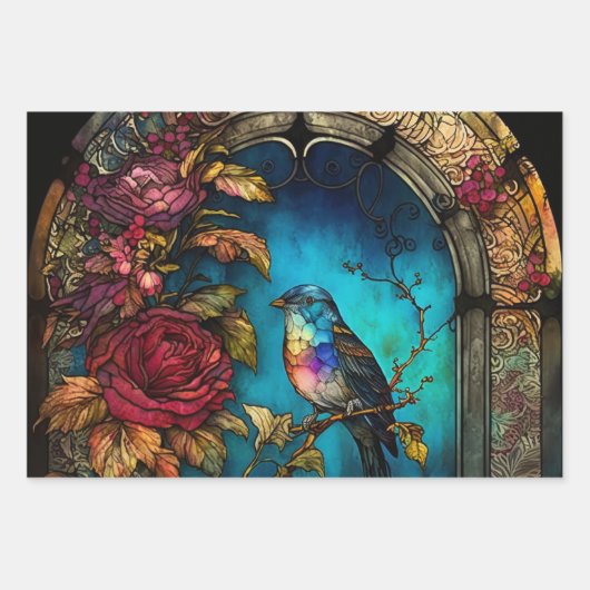 バードアルコールインクジュエリートーン ラッピングペーパーシート (正面)