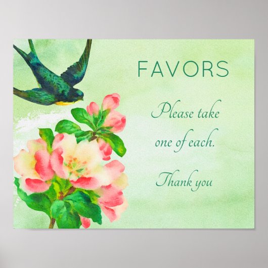 バードアンドフラワーシャワーサイン ポスター (正面)