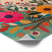 バードアーカラフルト – フォークフローラ引用文 – 歌 ポスター (角)