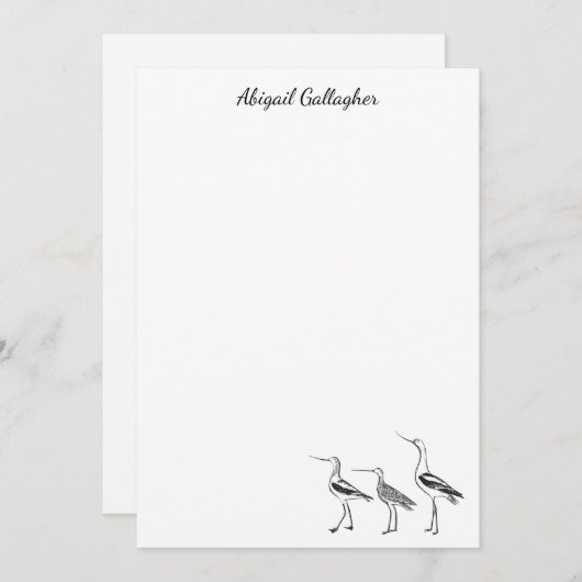 バードアートスケッチ(白黒パーソナライズされた) ノートカード (正面/裏面)