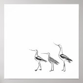 バードアートミニマルスケッチイン白黒 ポスター (正面)