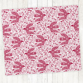 バードアートレッド フリースブランケット