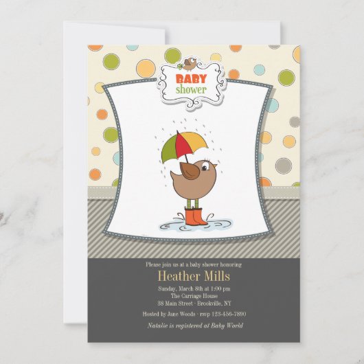 バードインブーツシャワー招待状 招待状 (正面)