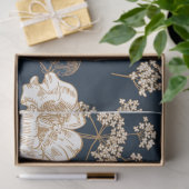 バードイン開花ネイビーホワイトと金ゴールド 薄葉紙 (ギフト)