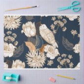 バードイン開花ネイビーホワイトと金ゴールド 薄葉紙 (クラフト)