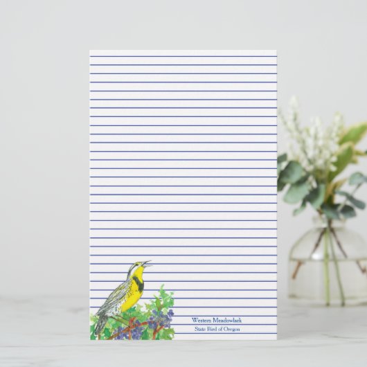 バードウエスタンメドウラルクブルーライン 便箋 (スタンド正面)