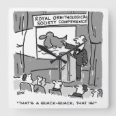 バードウォッチャーまたはバーダーへのギフト。おもしろい スクエア壁時計 (正面)