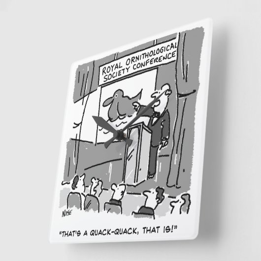 バードウォッチャーまたはバーダーへのギフト。おもしろい スクエア壁時計 (傾斜)