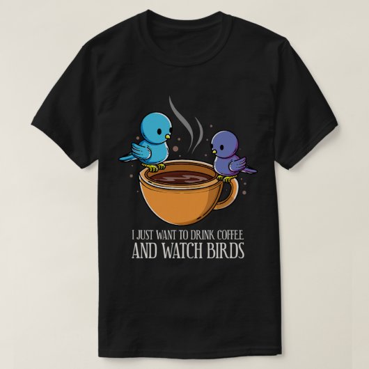 バードウォッチャー鳥類学者野鳥観察バードウォッチング Tシャツ (デザイン正面)