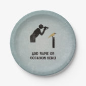 バードウォッチャー&双眼鏡 – 彼の名前またはおもしろい文字 ペーパープレート (正面)