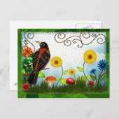 バードウォッチングお洒落フォークアート ポストカード (正面/裏面)