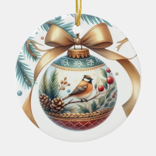バードウォッチングの記念に クリスマス オーナメント (正面)