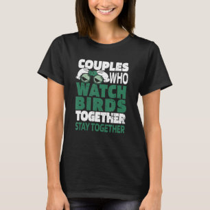 バードウォッチングカップルのバードバード野鳥観察バードワッツ Tシャツ