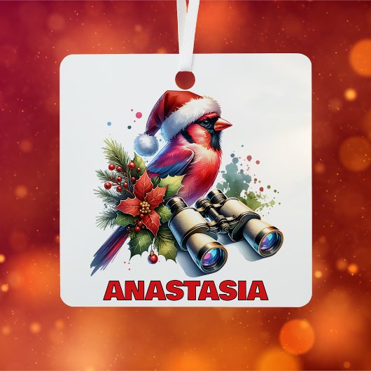 バードウォッチングパーソナライズされた愛好家 メタルオーナメント