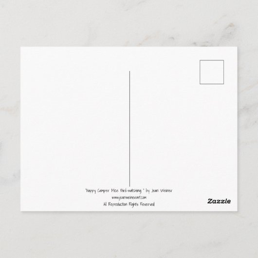 バードウォッチングフィールドマウスがネストウォーターカラーアートを見つける ポストカード (裏面)