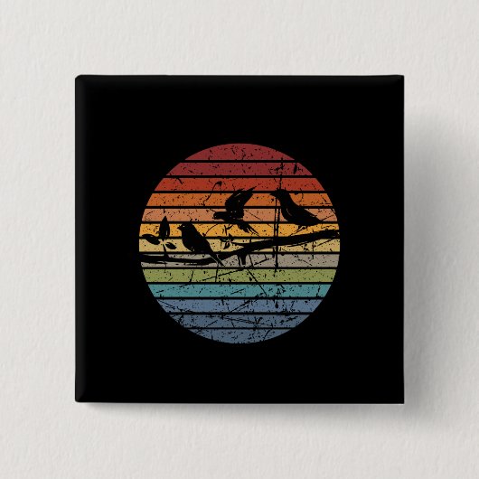 バードウォッチングレトロ 缶バッジ (正面)