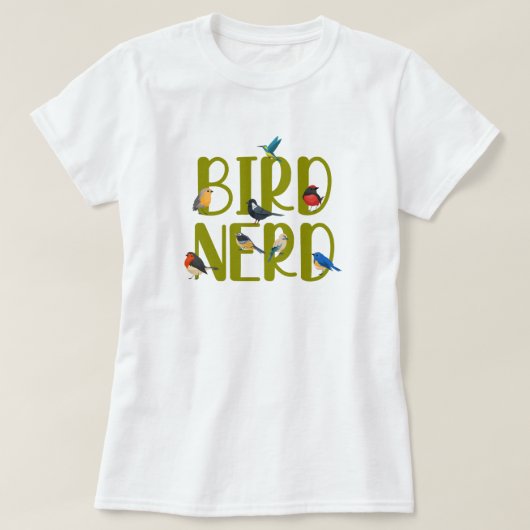 バードウォッチング好きのための鳥バカデザイン Tシャツ (デザイン正面)