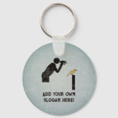 バードウォッチング黄色の鳥と双眼鏡、独自の文字 キーホルダー (正面)