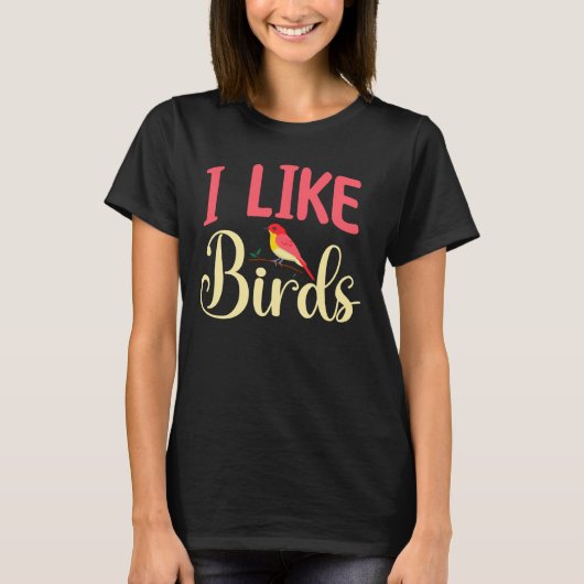 バードウォッチング – 私は鳥が好き Tシャツ (正面)