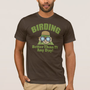 バードウォッチング、野鳥観察バーダー Tシャツ