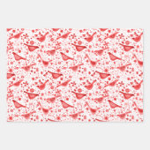 バードウォーター色の赤いクリスマスホリデー ラッピングペーパーシート (正面3)