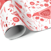 バードウォーター色の赤いクリスマスホリデー ラッピングペーパー (ロールコーナー)