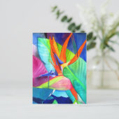 バードオブパラダイスストレリツィアフラワートロピカルアート ポストカード (スタンド正面)